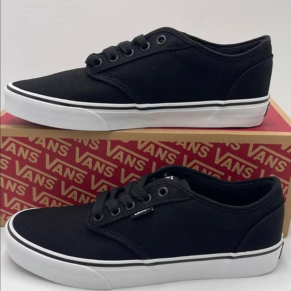 Vans Men’s Canvas Sneakers Classic Low-Top Design Atwood (Canvas) Black/White - Picture 1 of 16
